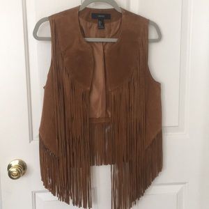 Leather fringe vest